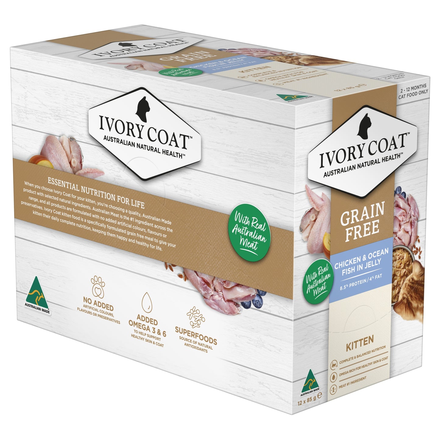 Ivory Coat Grain Free Kitten Wet Food Chicken & Ocean Fish in Jelly