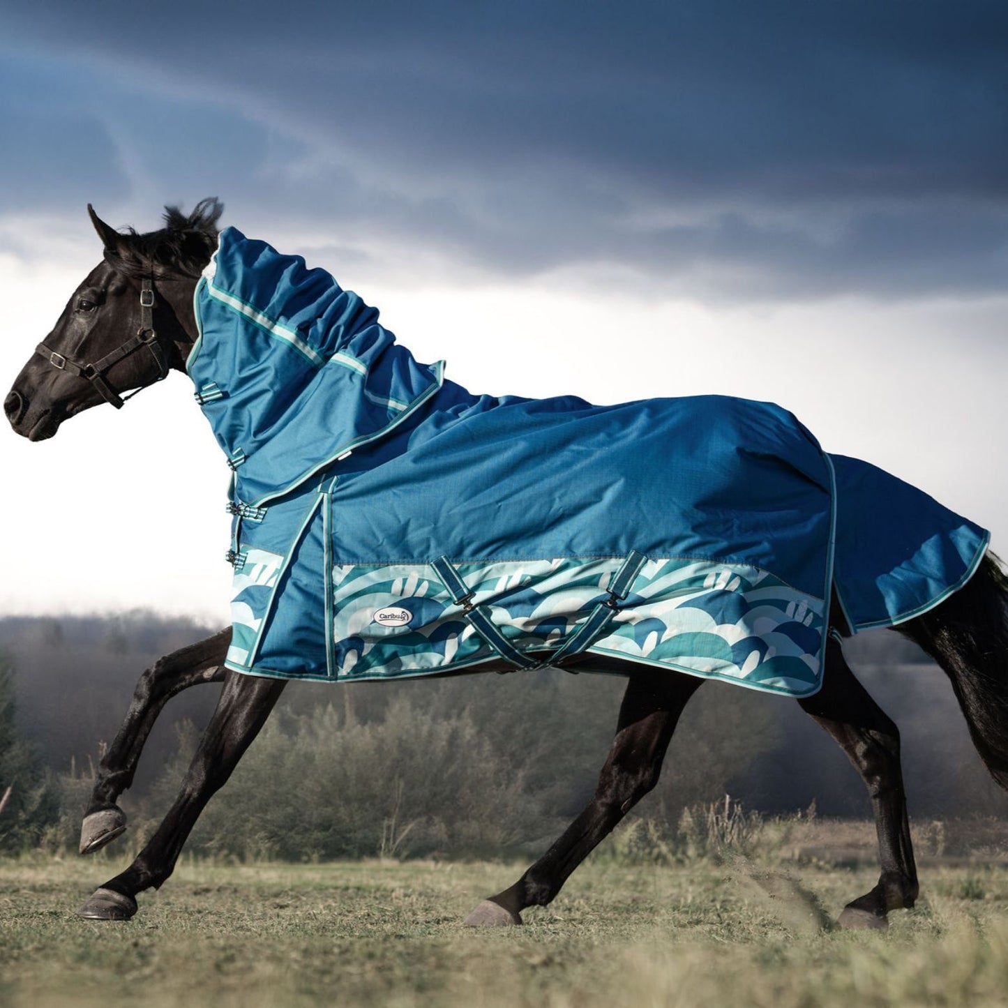 Caribu Alpine Scrunch Detach-a-Neck Horse Rug 100g Ocean Crest