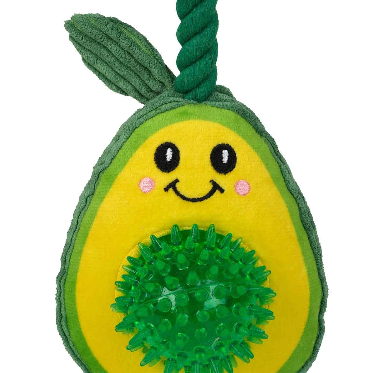 Garden Avocado Plush/Rubber & Rope Dog Toy