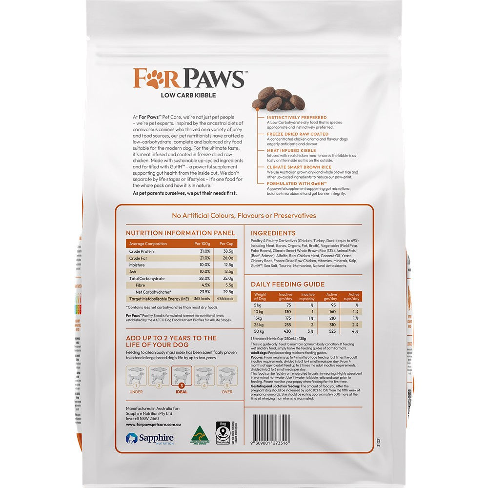 For Paws Low Carb Poultry Blend & Climate Smart Rice Dry Dog Food