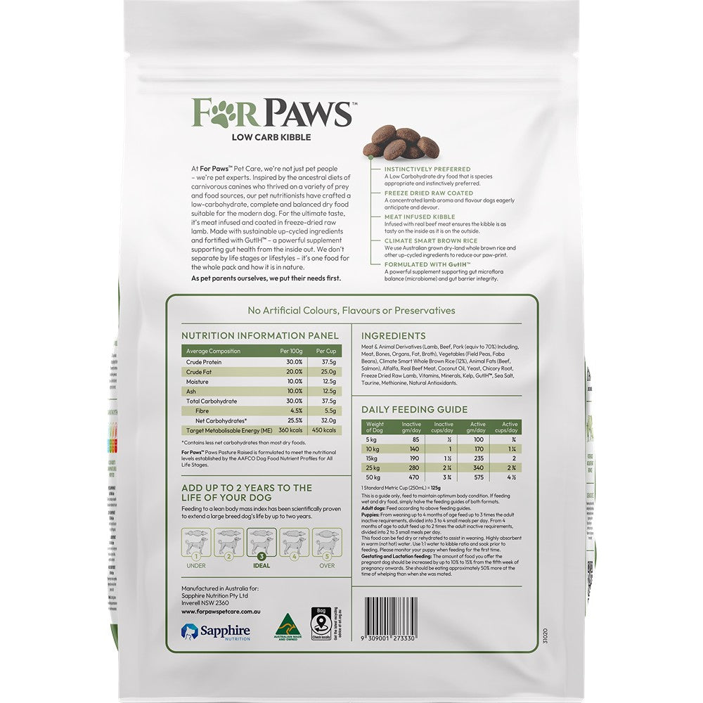 For Paws Low Carb Pasture Blend & Climate Smart Rice Dry Dog Food