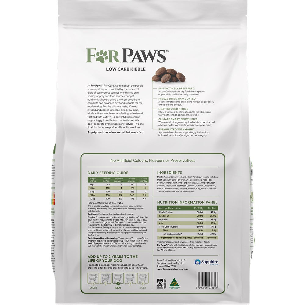 For Paws Low Carb Pasture Blend & Climate Smart Rice Dry Dog Food