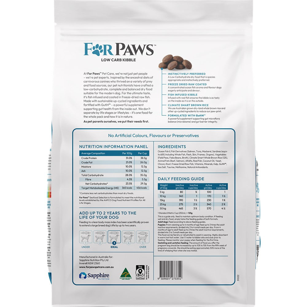 For Paws Low Carb Ocean Fish Blend & Climate Smart Rice Dry Dog Food