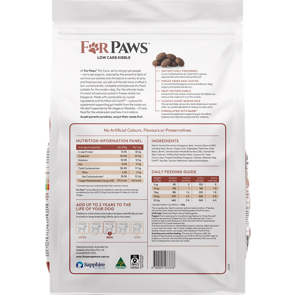 For Paws Low Carb Game Blend & Climate Smart Rice Dry Dog Food