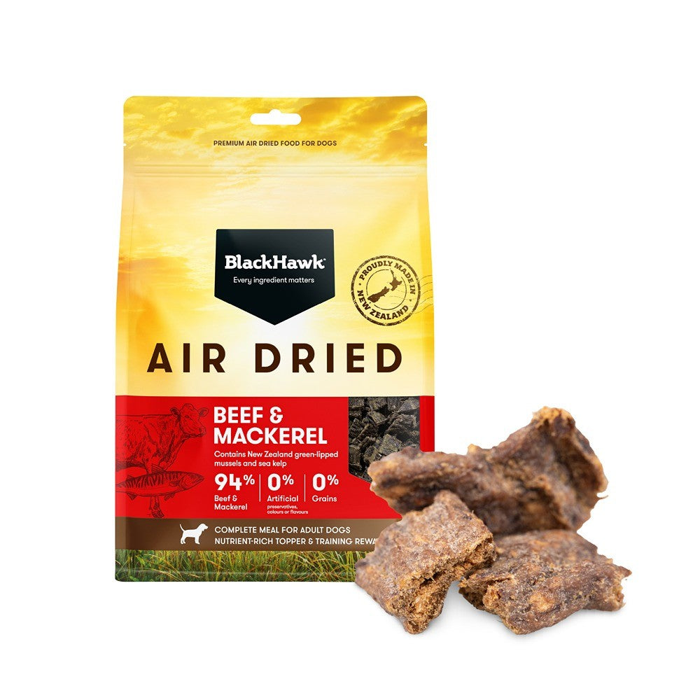Black Hawk Air Dried Dog Food Beef and Mackerel