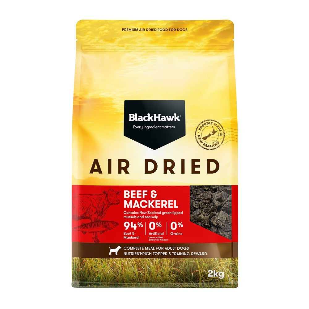 Black Hawk Air Dried Dog Food Beef and Mackerel