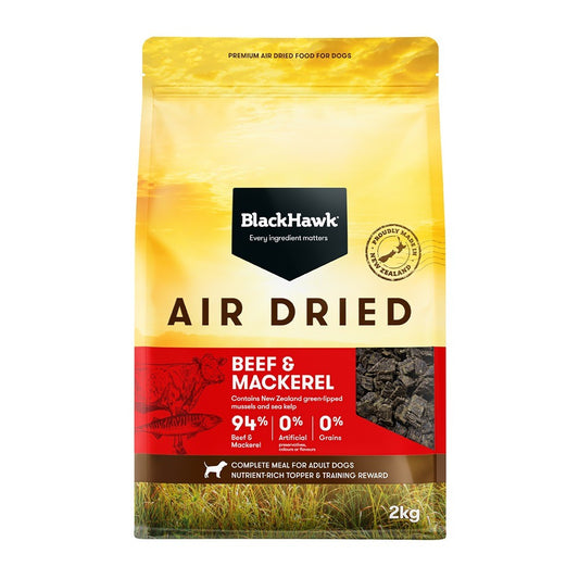 Black Hawk Air Dried Dog Food Beef and Mackerel
