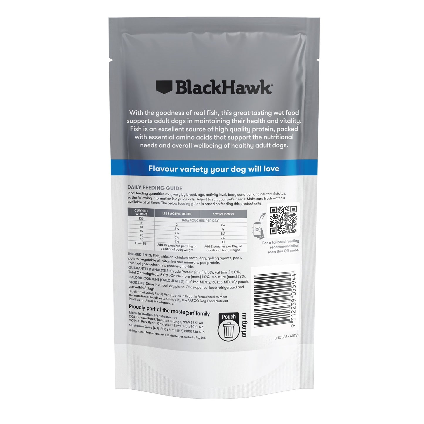 Black Hawk Medium to Large Breed Adult Fish & Vegetables Wet Dog Food
