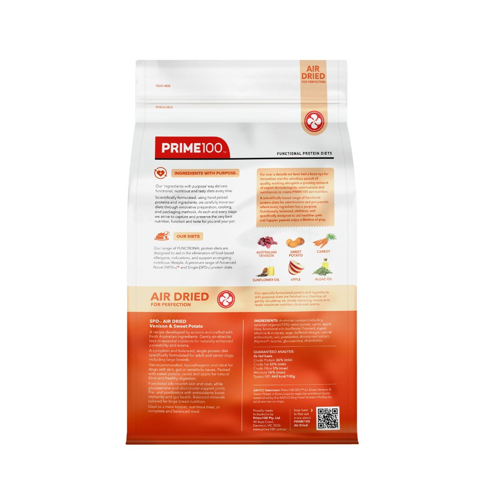 Prime100 SPD Air Dried Venison & Sweet Potato Dry Dog Food