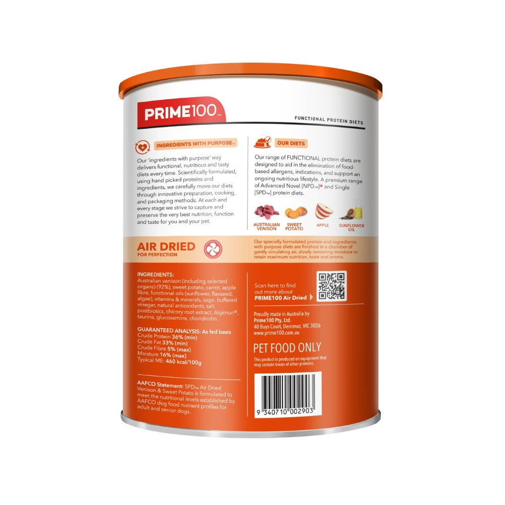 Prime100 SPD Air Dried Venison & Sweet Potato Dry Dog Food