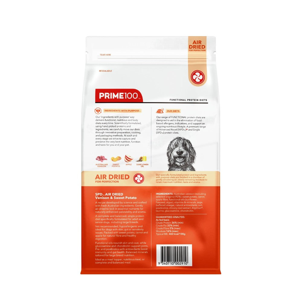 Prime100 SPD Air Dried Venison & Sweet Potato Dry Dog Food