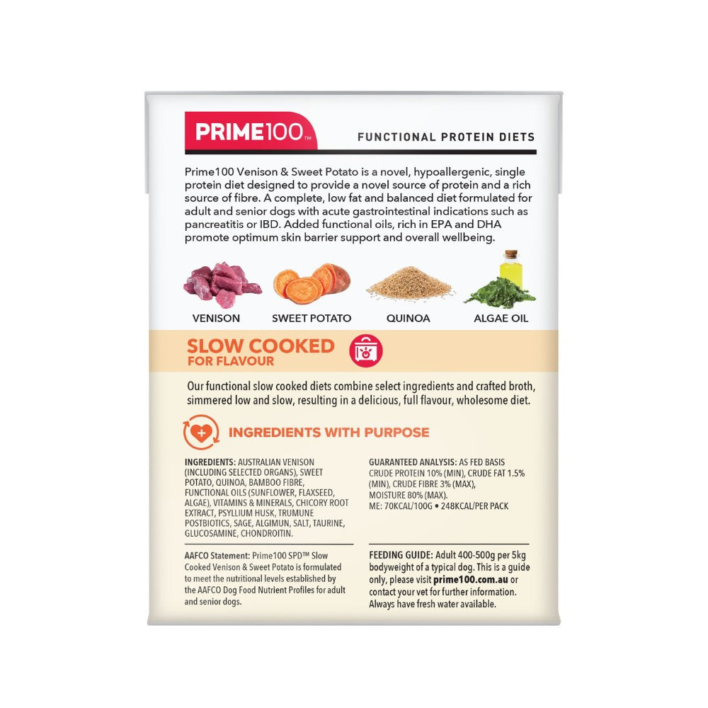 Prime100 SPD Slow Cooked Venison & Sweet Potato Wet Dog Food