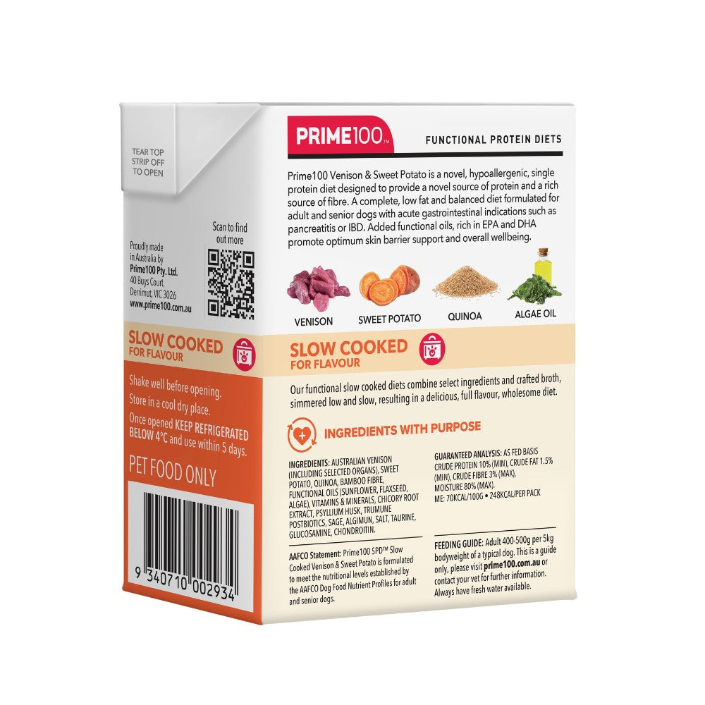 Prime100 SPD Slow Cooked Venison & Sweet Potato Wet Dog Food