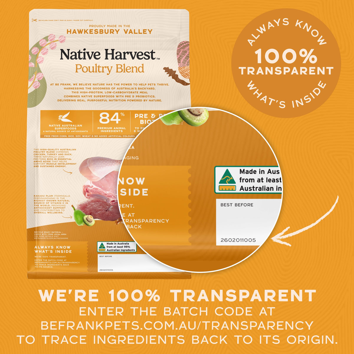 Be Frank Adult Native Harvest Poultry Blend Dry Dog Food
