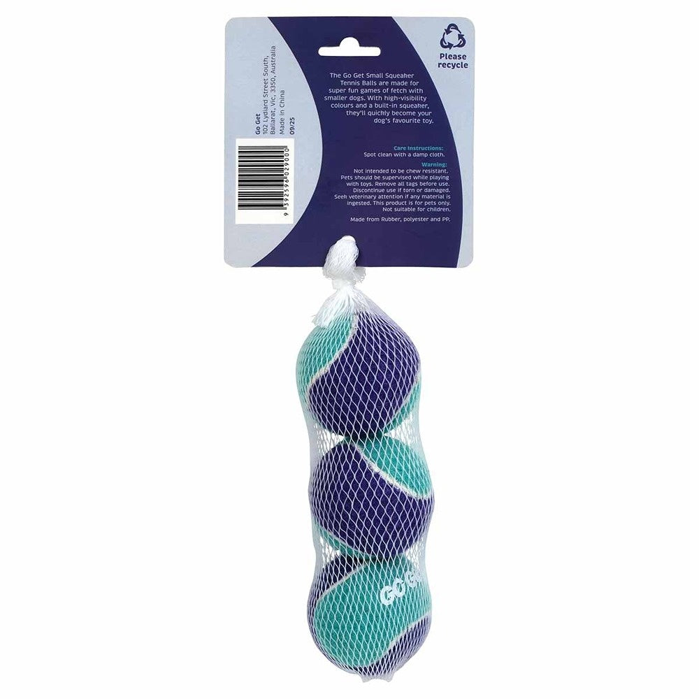 Go Get Squeaker Tennis Balls Dog Toy 3 Pack