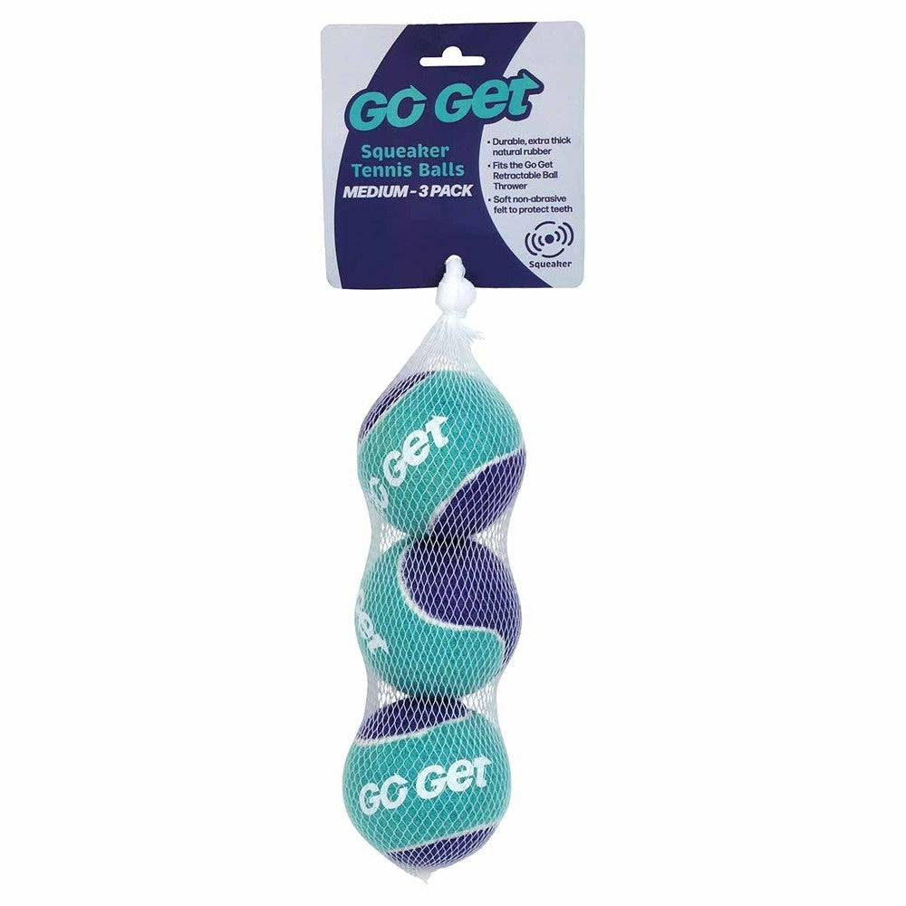 Go Get Squeaker Tennis Balls Dog Toy 3 Pack