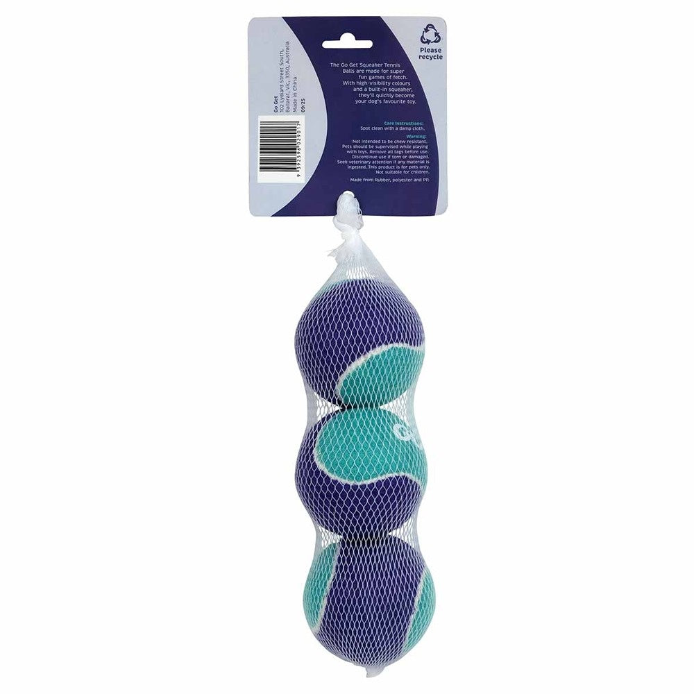 Go Get Squeaker Tennis Balls Dog Toy 3 Pack