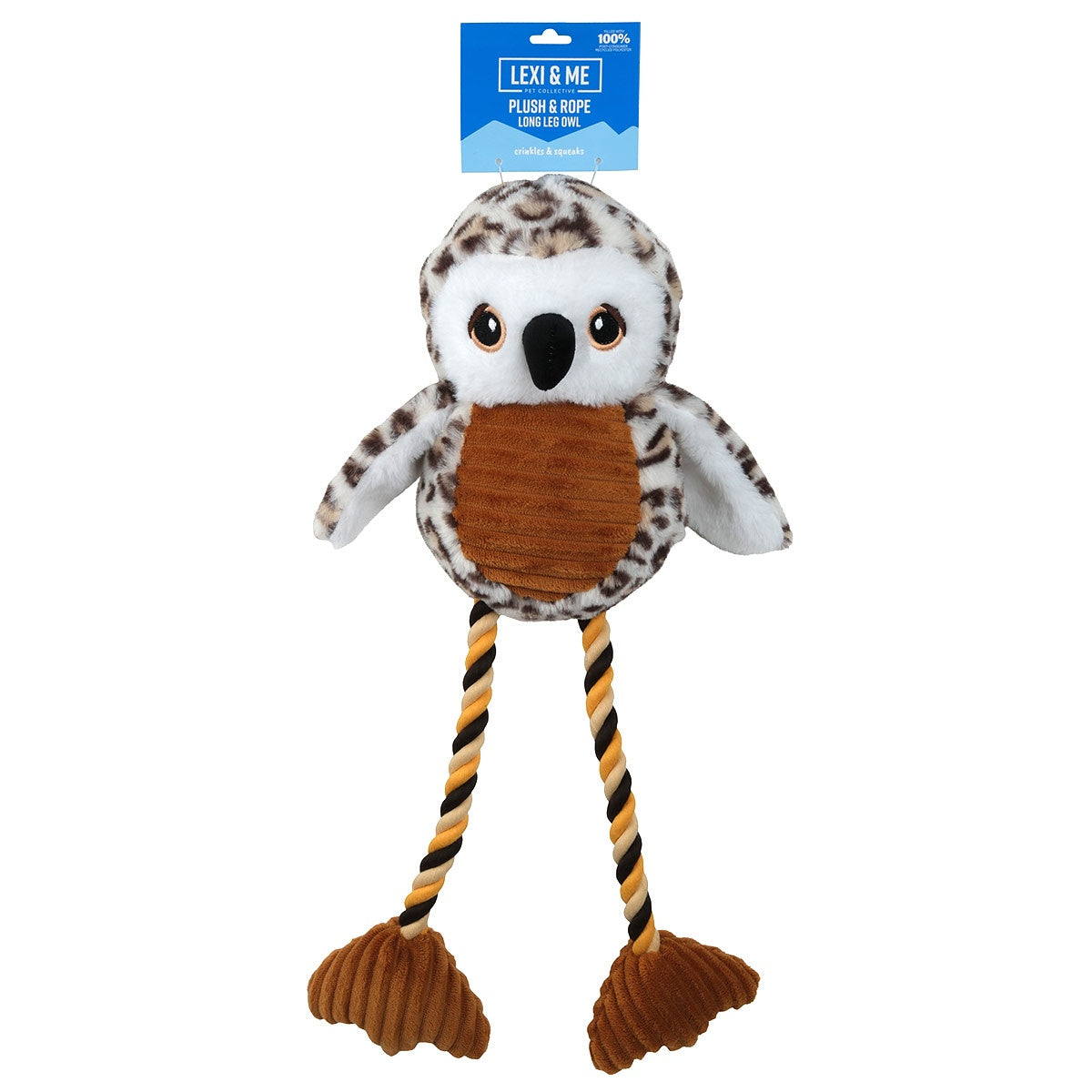 Lexi & Me Long Leg Owl Plush & Rope Dog Toy