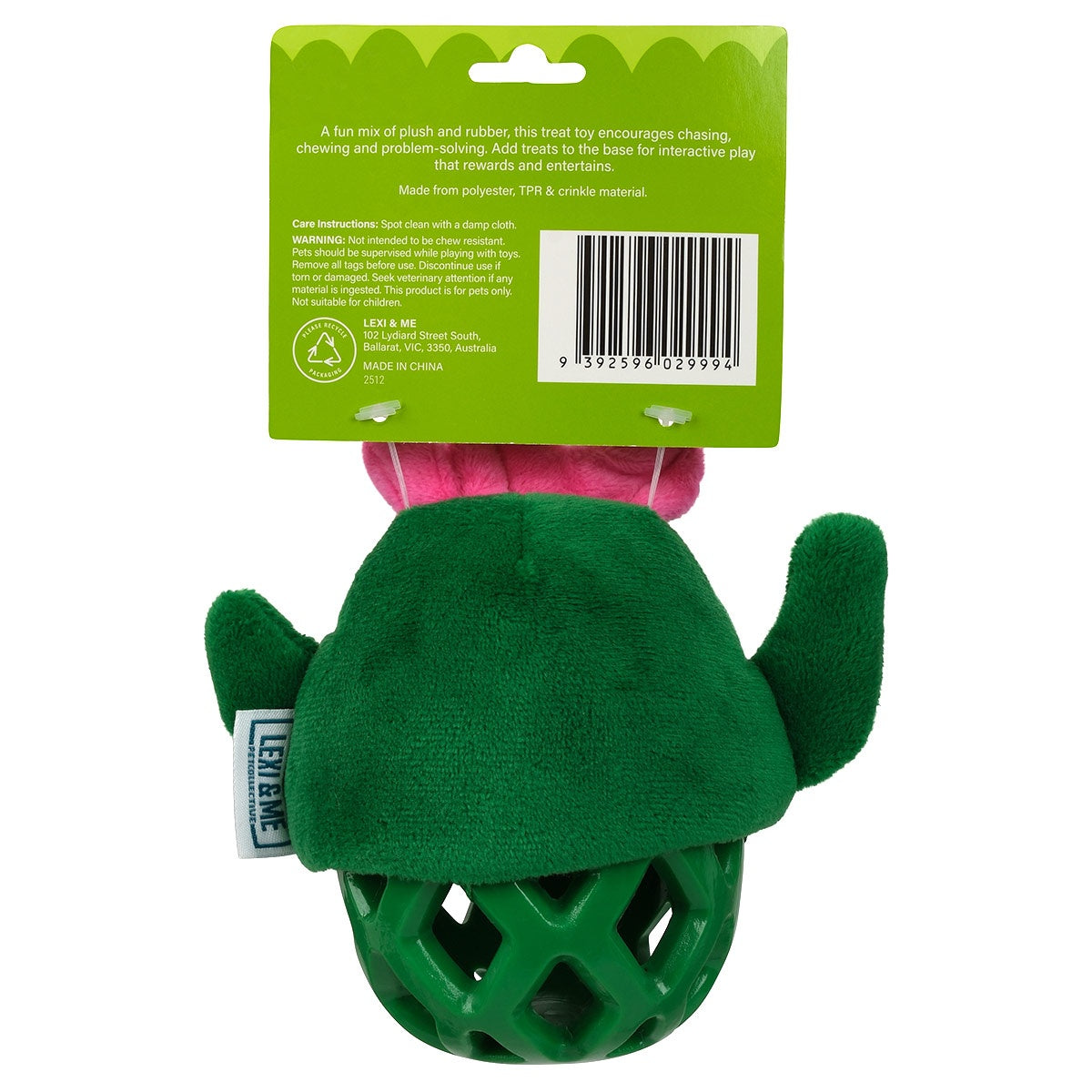 Lexi & Me Cactus Plush & Rubber Dog Toy