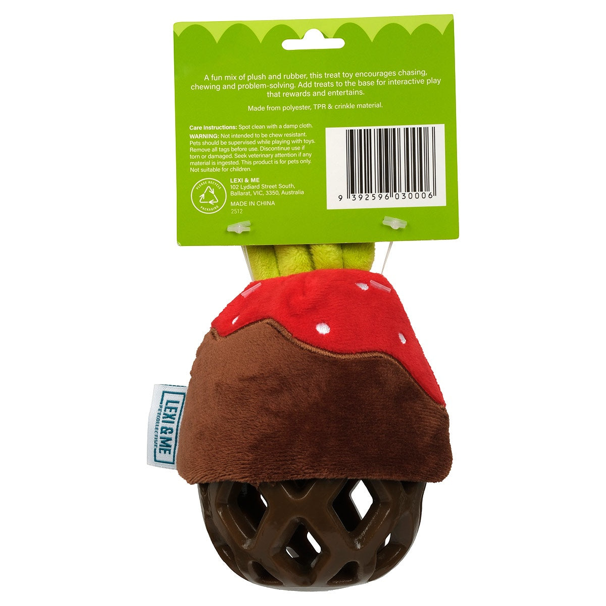 Lexi & Me Strawberry Plush & Rubber Dog Toy