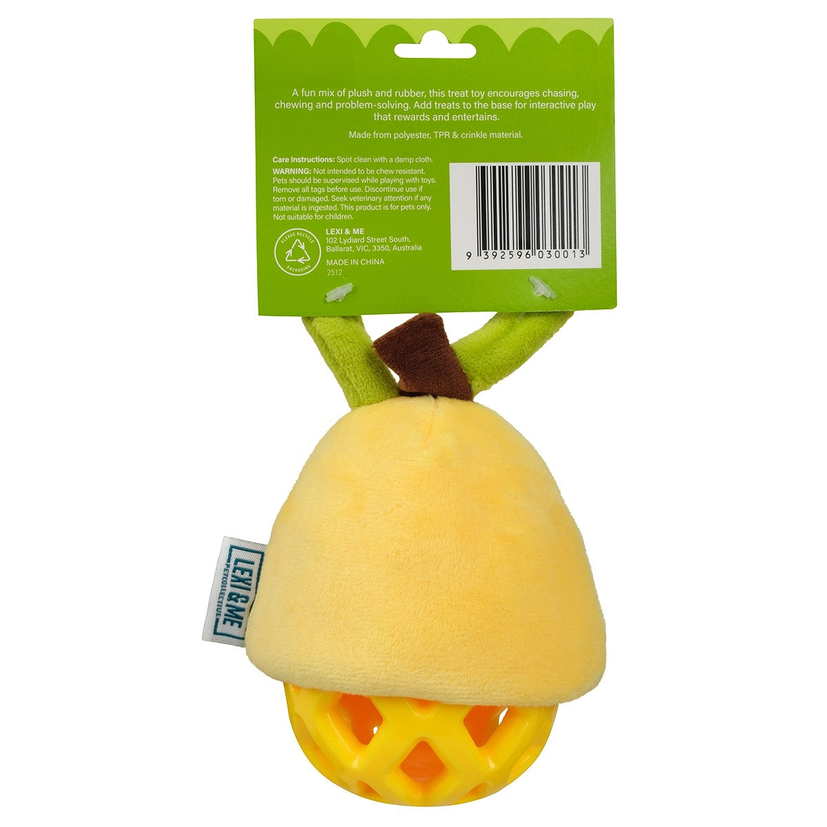 Lexi & Me Lemon Plush & Rubber Dog Toy