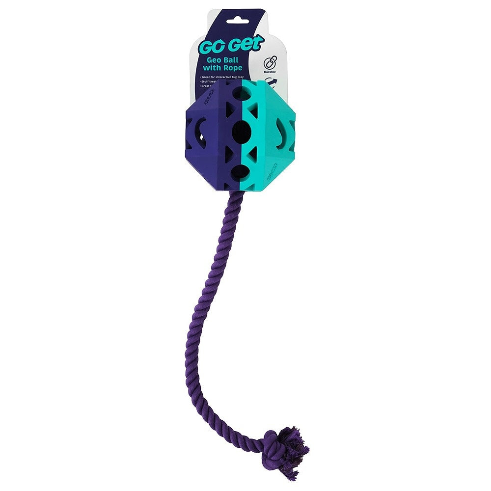 Go Get Geo Ball with Rope Dog Toy