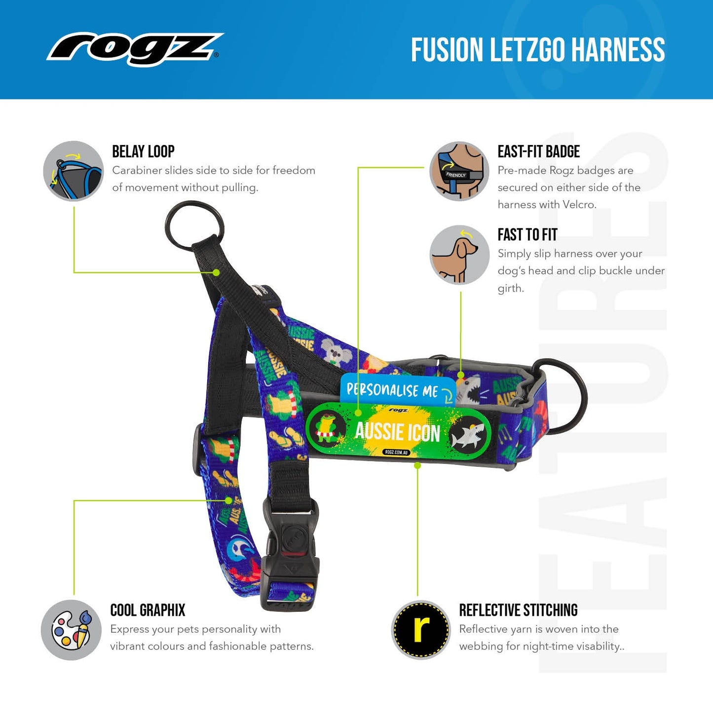 Rogz Fusion Letzgo 90’S Nostalgia Dog Harness