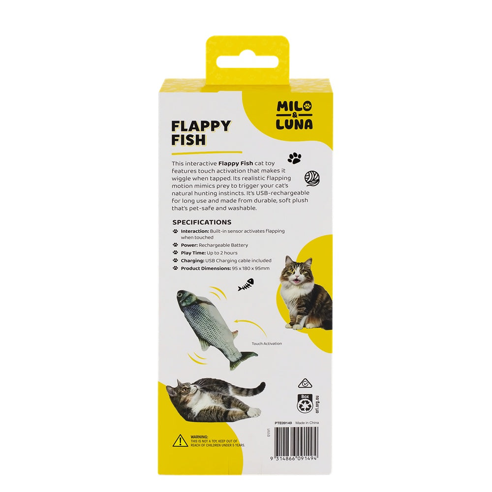 Milo and Luna Flappy Fish Interactive Cat Toy
