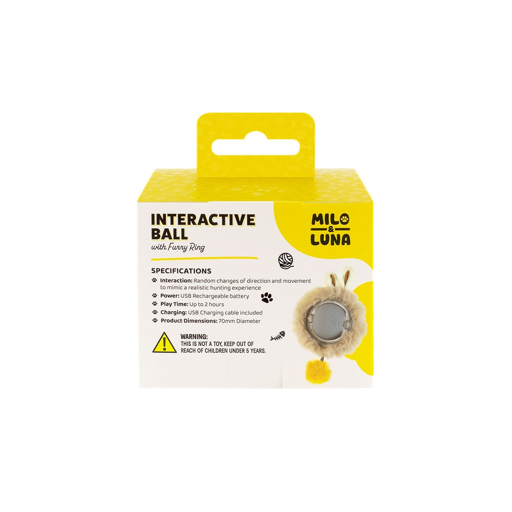 Milo and Luna Ball with Furry Ring Interactive Cat Toy