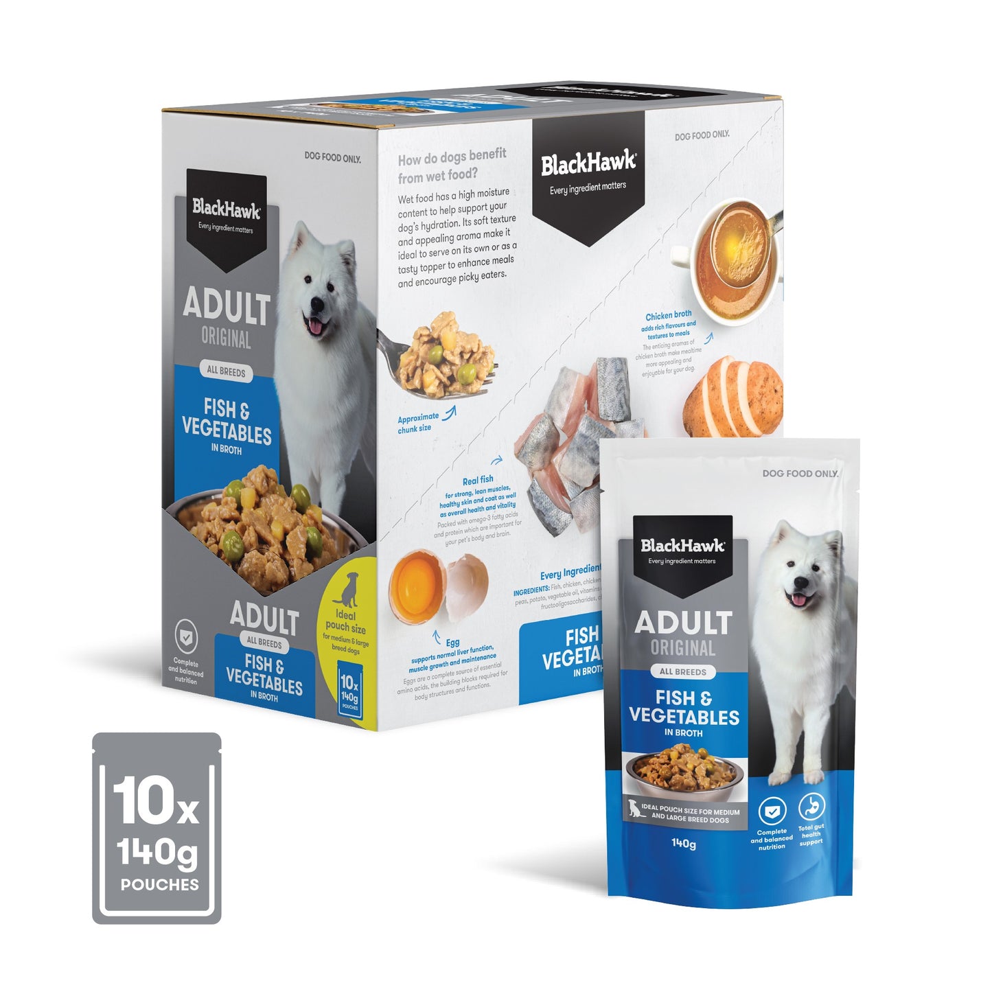 Black Hawk Medium to Large Breed Adult Fish & Vegetables Wet Dog Food
