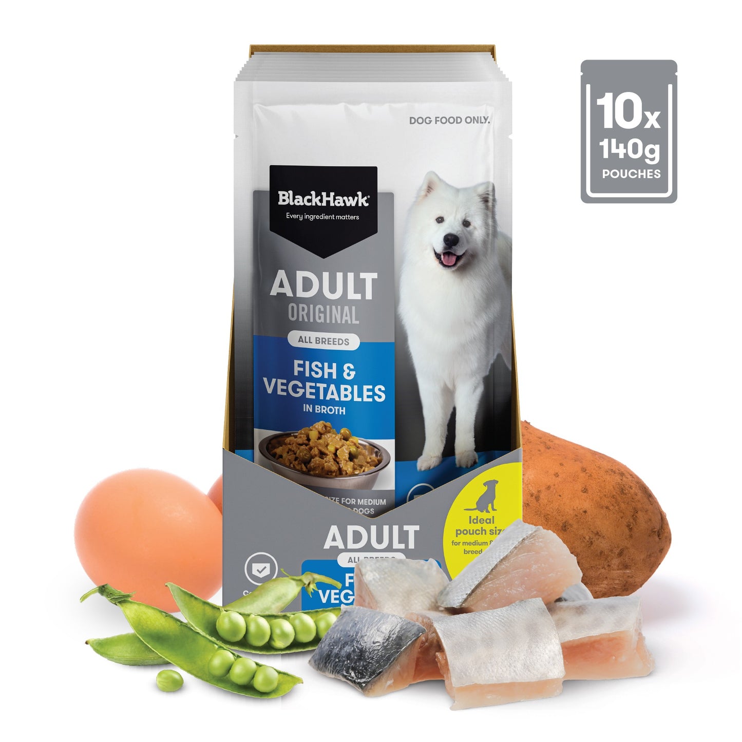 Black Hawk Medium to Large Breed Adult Fish & Vegetables Wet Dog Food