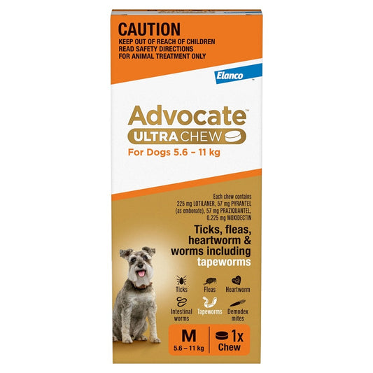 Advocate Ultra Chew Medium Breed 5.6 - 11kg Dog Flea, Tick & Worming