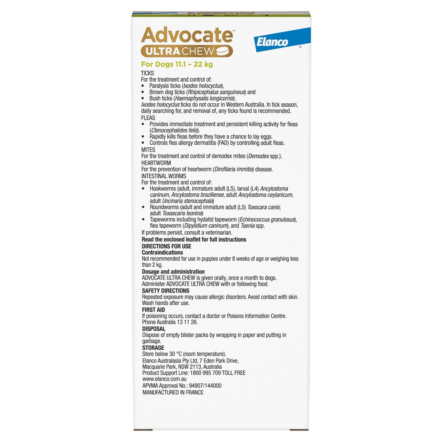 Advocate Ultra Chew Large Breed 11.1 - 22kg Dog Flea, Tick & Worming