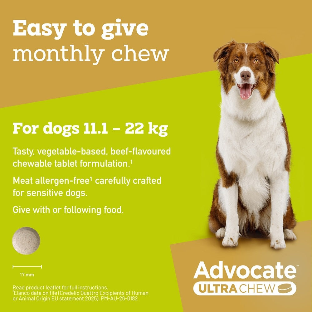 Advocate Ultra Chew Large Breed 11.1 - 22kg Dog Flea, Tick & Worming
