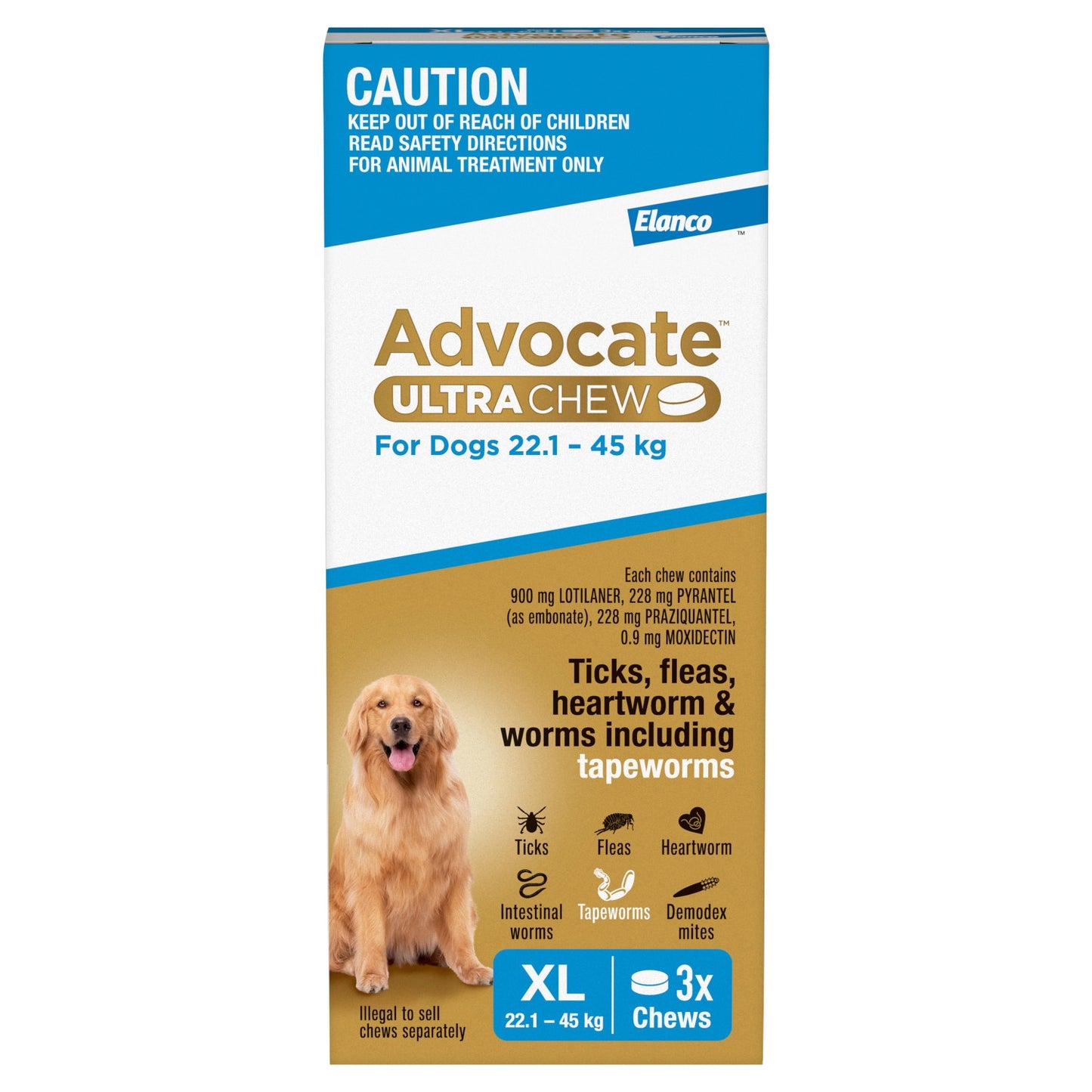 Advocate Ultra Chew Extra Large Breed 22.1 - 45kg Dog Flea, Tick & Worming