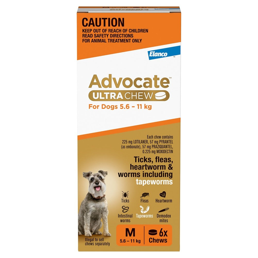 Advocate Ultra Chew Medium Breed 5.6 - 11kg Dog Flea, Tick & Worming