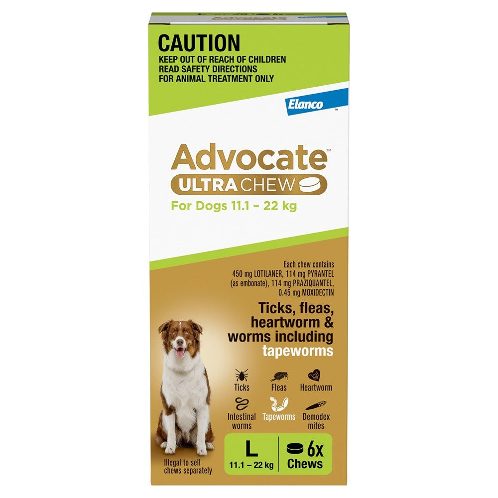 Advocate Ultra Chew Large Breed 11.1 - 22kg Dog Flea, Tick & Worming