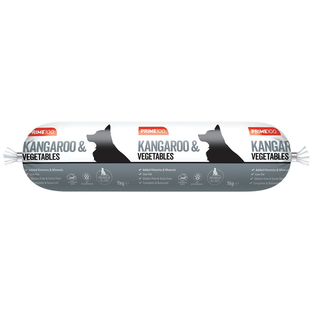 Prime 100 Kangaroo and Vegetable Cooked Dog Food Roll