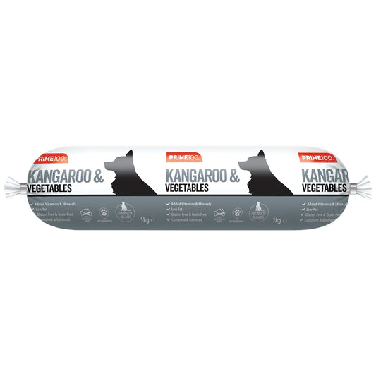 Prime 100 Kangaroo and Vegetable Cooked Dog Food Roll