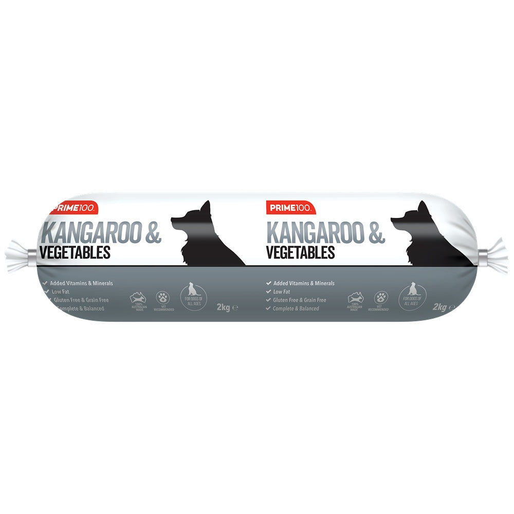 Prime 100 Kangaroo and Vegetable Cooked Dog Food Roll