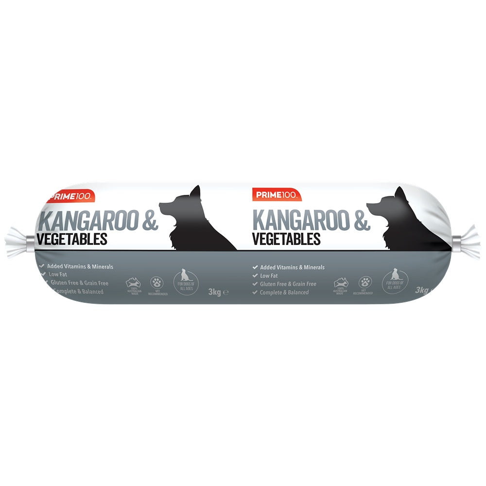 Prime 100 Kangaroo and Vegetable Cooked Dog Food Roll
