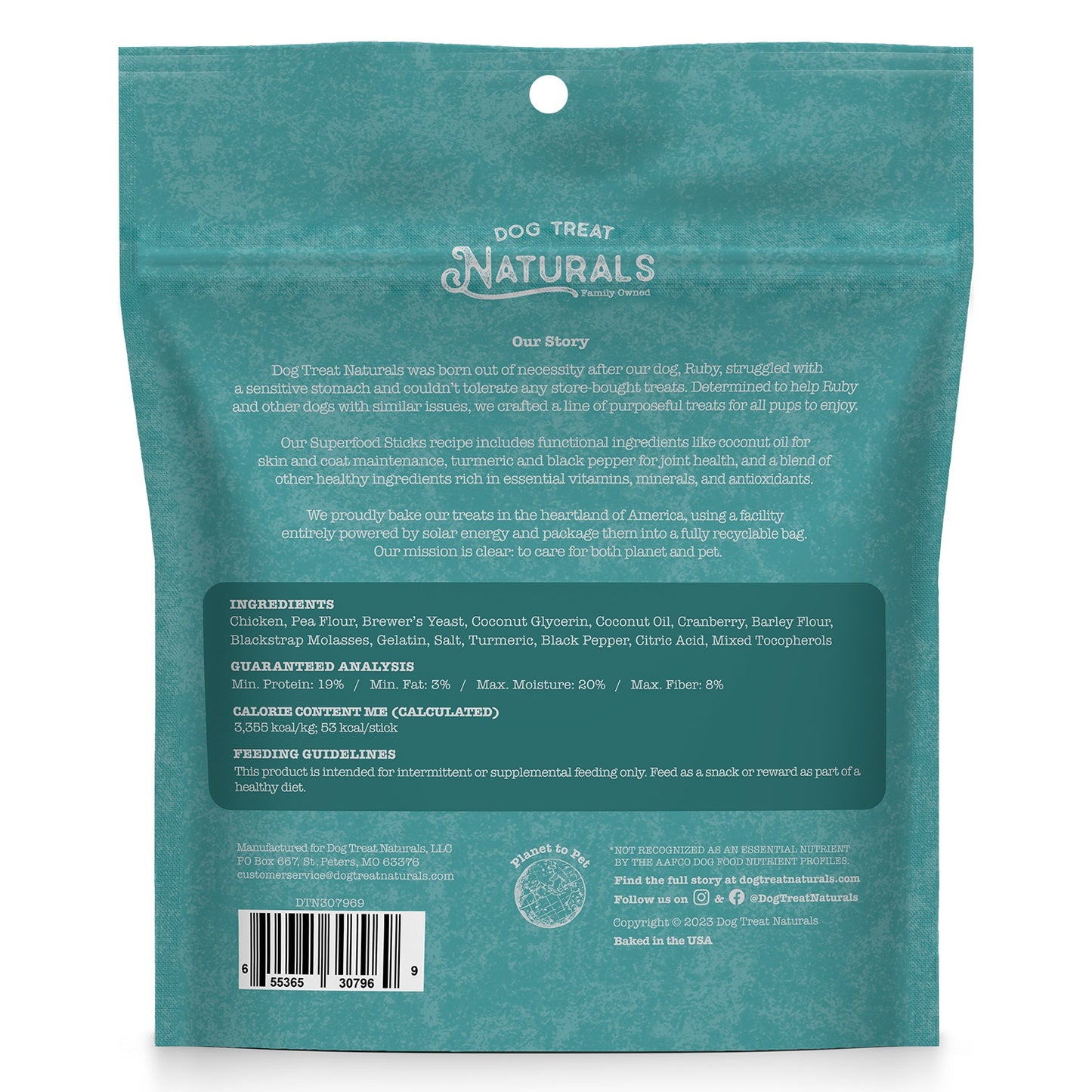 Dog Treat Naturals Chicken and Cranberry Superfood Sticks