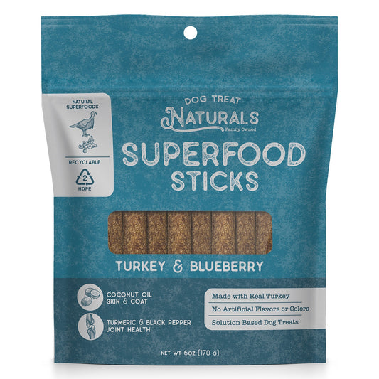 Dog Treat Naturals Turkey and Blueberry Superfood Sticks