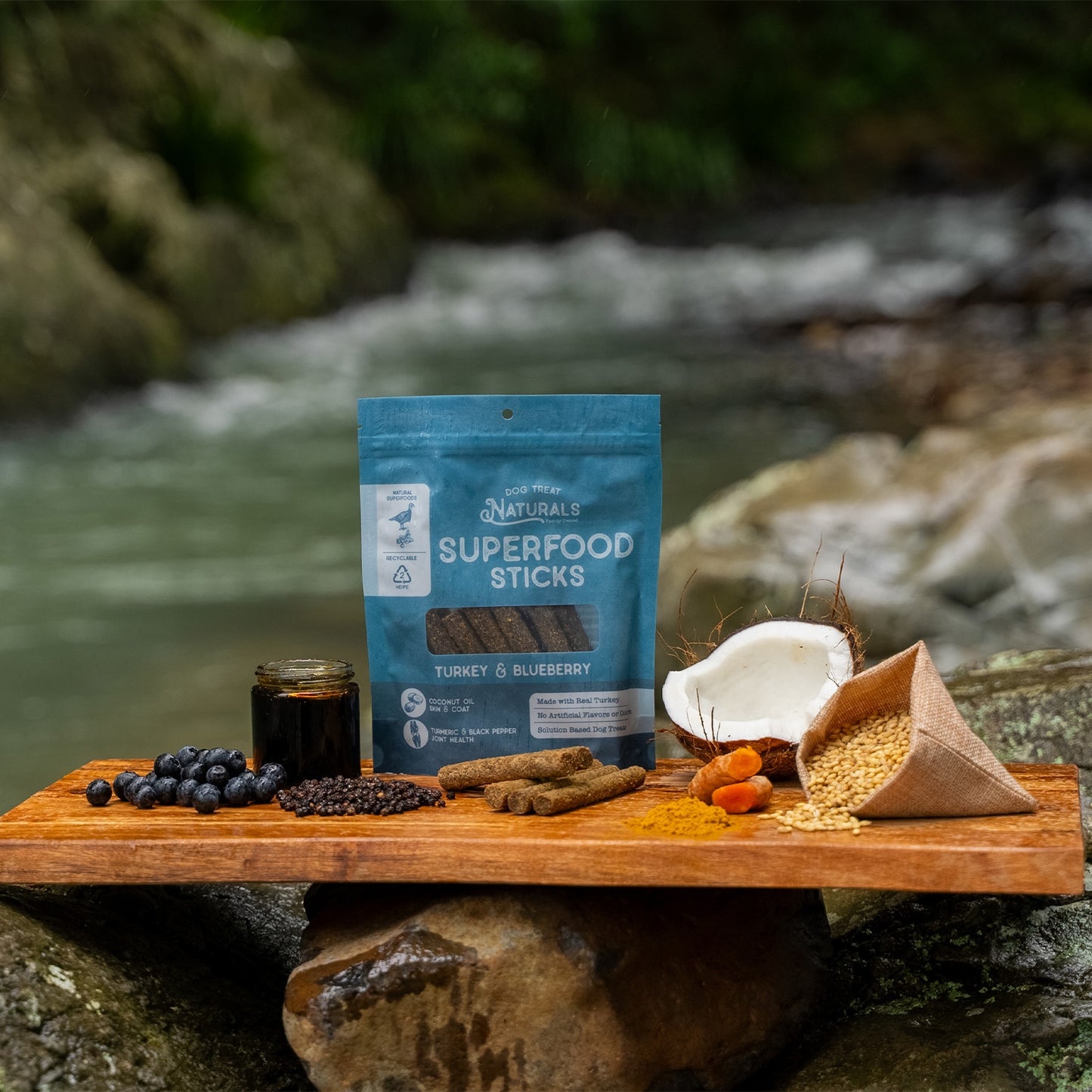 Dog Treat Naturals Turkey and Blueberry Superfood Sticks