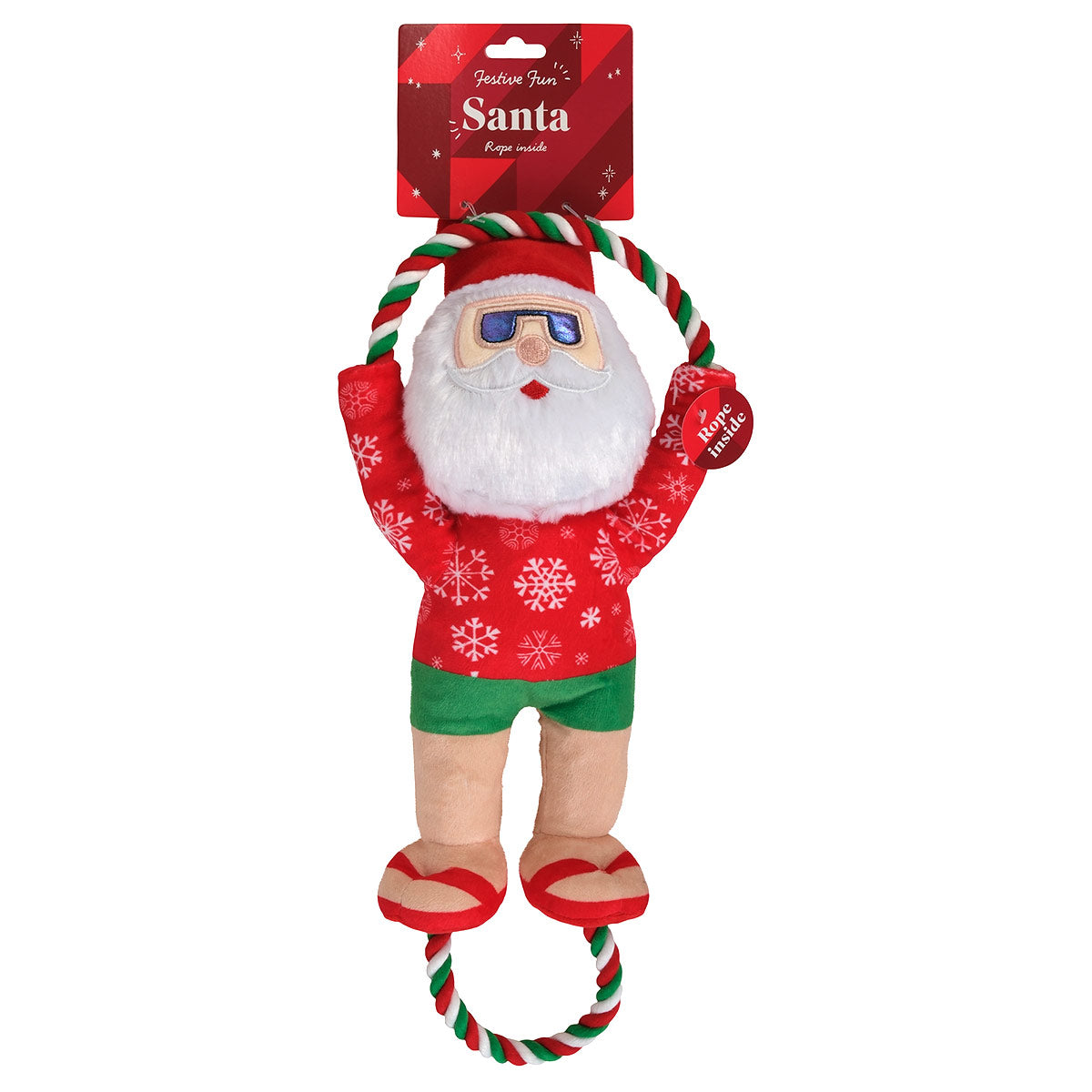 Petstock Christmas Santa Plush & Rope Dog Toy