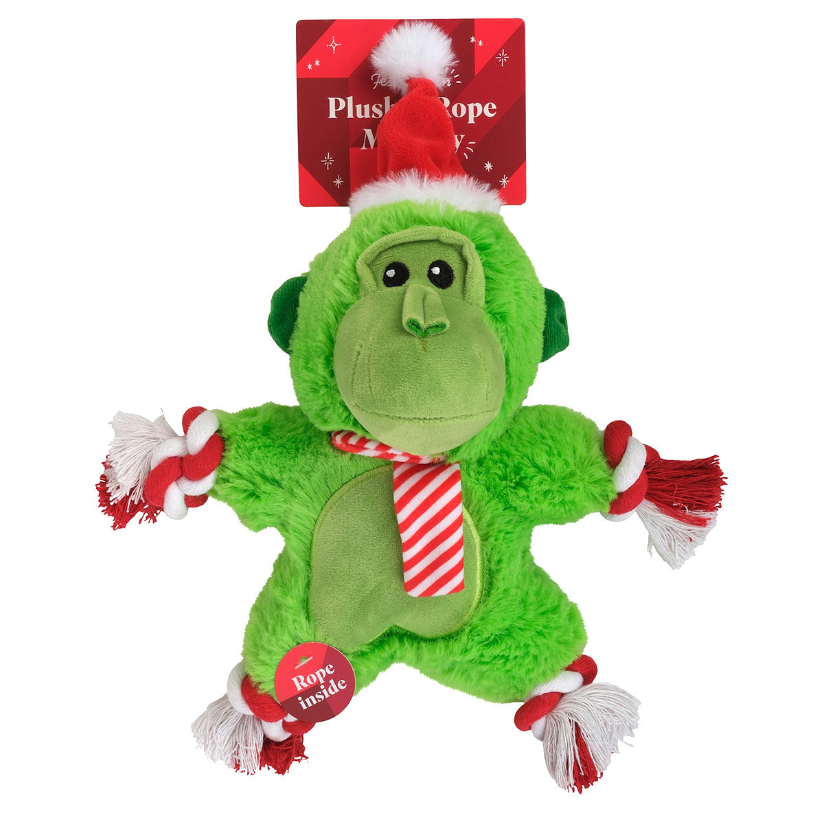 Petstock Christmas Monkey Plush & Rope Dog Toy
