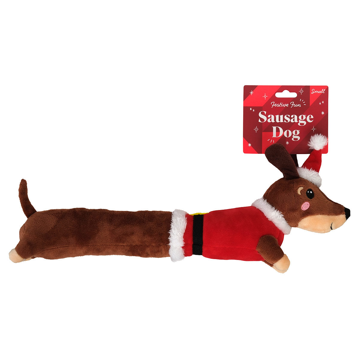Petstock Christmas Sausage Plush Dog Toy Small