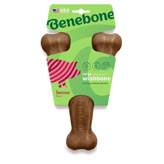 Benebone Bacon Wishbone Dog Chew Toy
