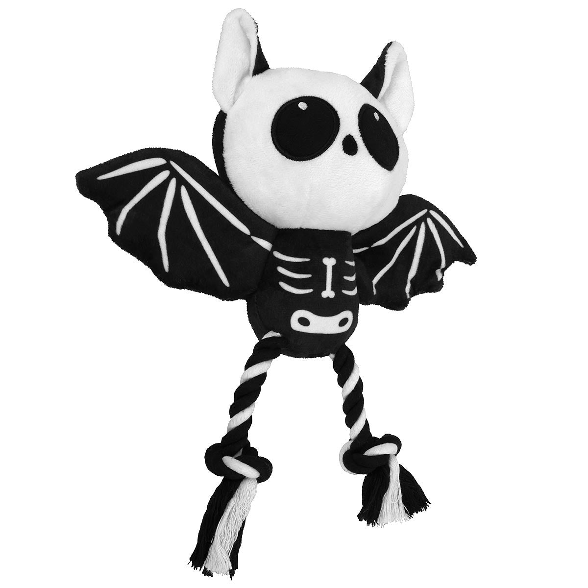 Value Toys Spooky Skeleton Bat Plush & Rope Dog Toy