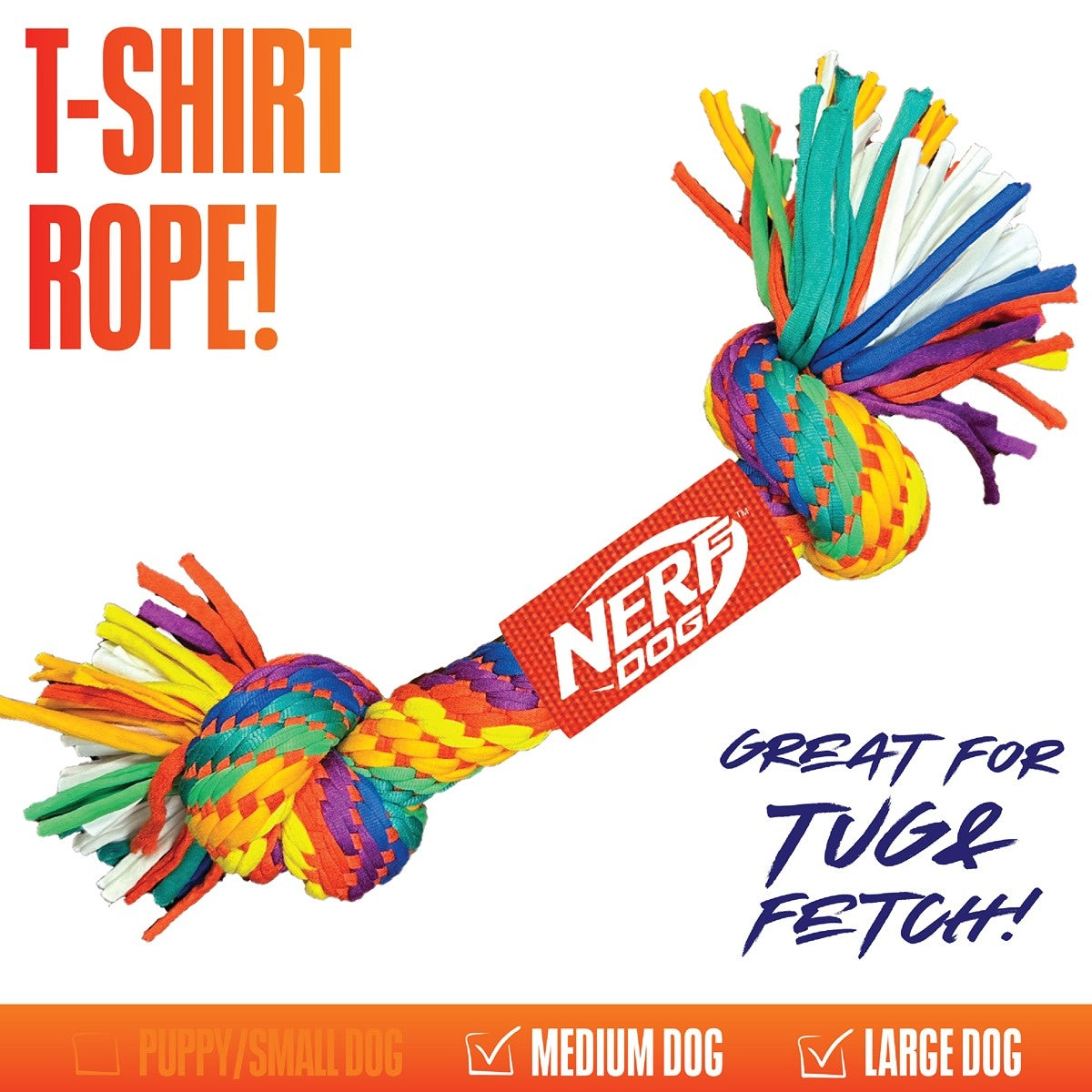 Nerf Tshirt with 2 Knots Rope Dog Toy